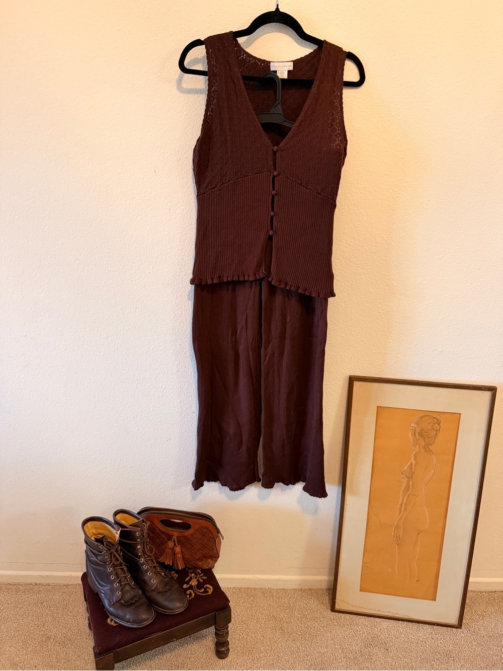 House of Harlow 1960 Rust Brown Knit Tank & Skirt Set
